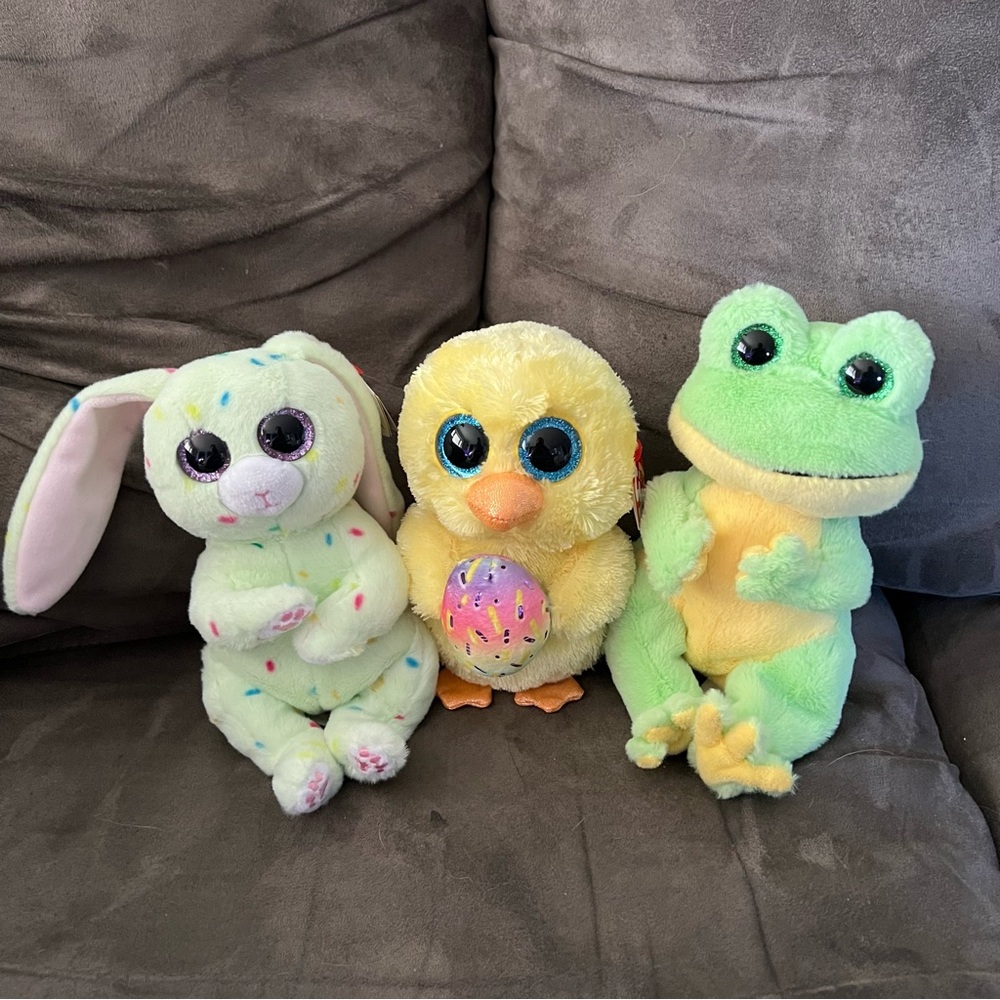 Ty Pastel Easter Set of Beanie Boos - Bunny, Frog & Chick - 3 Count